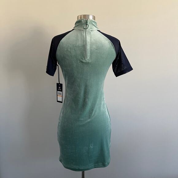 Fila Mahggie Dress Velvet and Mesh Color Block Dress Short Sleeve Bodycon S NWT - Picture 7 of 9